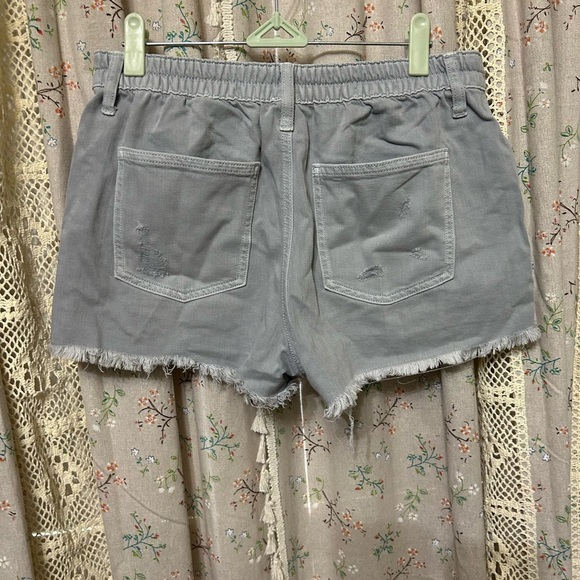 Aerie Cut Off Jean Shorts Grey Distressed Elastic Back Size Small - Picture 5 of 5